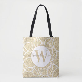Monogram White Circle Gold Glitzer Moderner Abstra