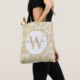 Monogram White Circle Gold Glitzer Moderner Abstra