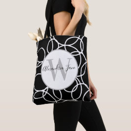 Monogram White Circles Black Modern Abstrakt