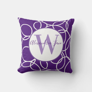 Monogram White Circles Lila Modern Abstrakt Kissen