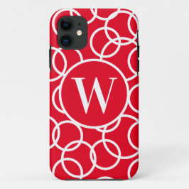 Monogram White Circles Red Modern Abstrakt Case-Mate iPhone Hülle