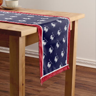 Monogram White Crab Nautical Coastal Kurz T Kurzer Tischläufer