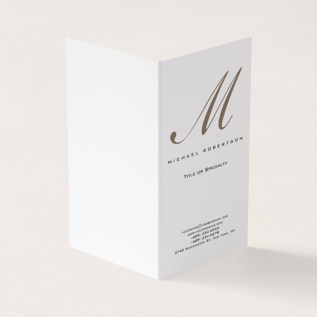 Monogram White Einzigartig Schlicht Modern Visitenkarten (Vorderseite)