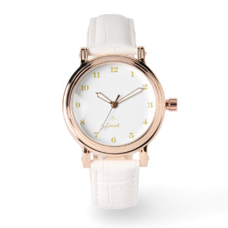 Monogram white | Elegant Gold Minimalist Armbanduhr