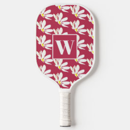 Monogram White Floral Daisy Pickleball Paddle