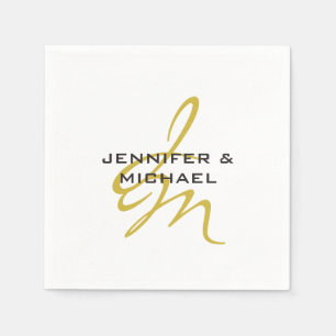 Monogram White Gold Color Schlicht Modern Minimali Serviette