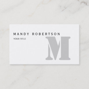 Monogram White Gray Business Card Visitenkarte