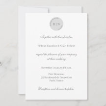 Monogram White Gray Moderne Minimalistische Hochze