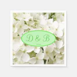 Monogram White Hydrangea Wedding Serviette
