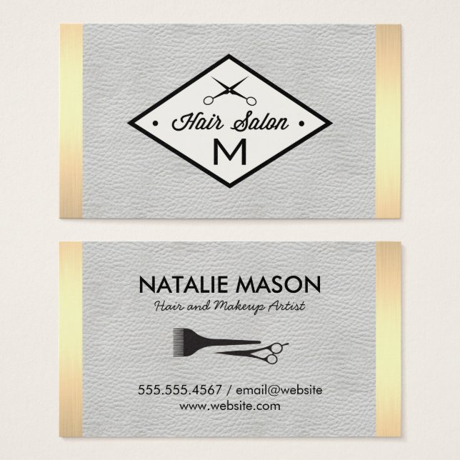 Monogram White Leather Gold Lux Trim (Vorne & Hinten)