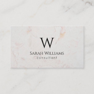 Monogram White Marble Simple Modern Black Initial Visitenkarte