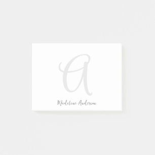 Monogram White Modern Minimalistisch Elegante Post-it Klebezettel