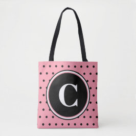 Monogram White Pink Black Polka Dots