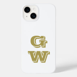 Monogram White Retro Gold Initialen Minimalistisch Case-Mate iPhone 14 Hülle