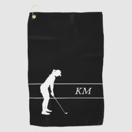 Monogram White Silhouette Golfer Golfer Golf Handt Golfhandtuch