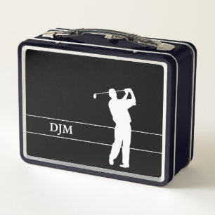 Monogram, White Silhouette Golfer  Metall Brotdose