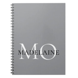 Monogram White Silver Color Personal Notizblock