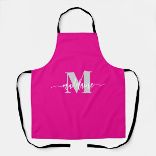 Monogram White Silver Pink Personal Schürze
