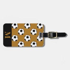 Monogram, White Soccer Balls, Matte Gold Gepäckanhänger