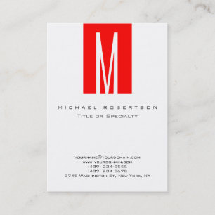 Monogram White Strip Chubby Business Card Visitenkarte