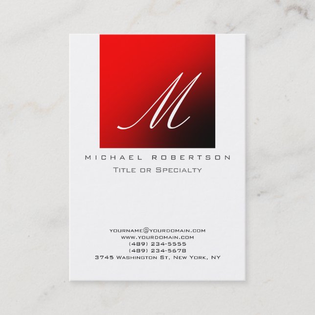 Monogram White Strip Chubby Business Card Visitenkarte (Vorderseite)