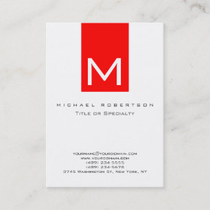 Monogram White Strip Chubby Business Card Visitenkarte