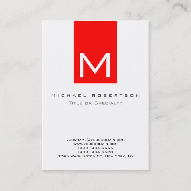 Monogram White Strip Chubby Business Card Visitenkarte (Vorderseite)