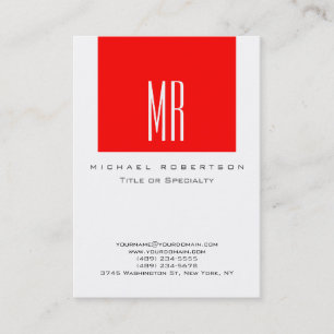 Monogram White Strip Chubby Business Card Visitenkarte
