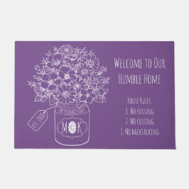 Monogram Wildblumen Bouquet HandGezeichnet Mason J Fußmatte