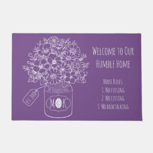 Monogram Wildblumen Bouquet HandGezeichnet Mason J Fußmatte