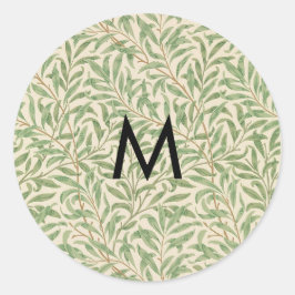 Monogram William Morris Willow Bough Pattern Runder Aufkleber