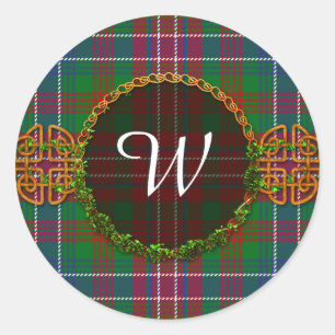 Monogram Wilson Tartan Runder Aufkleber