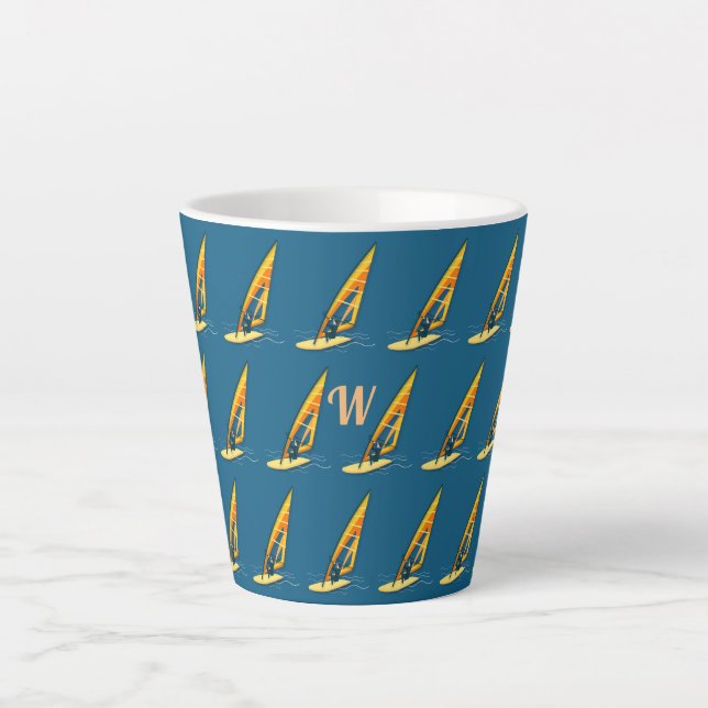 Monogram Windsurfing Latte Tasse (Vorderseite)