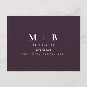 Monogram Wine Wedding Save the Date Announction Postkarte