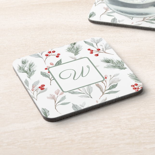 Monogram Winter Botanical Drink Coaster Getränkeuntersetzer (Linke Seite)