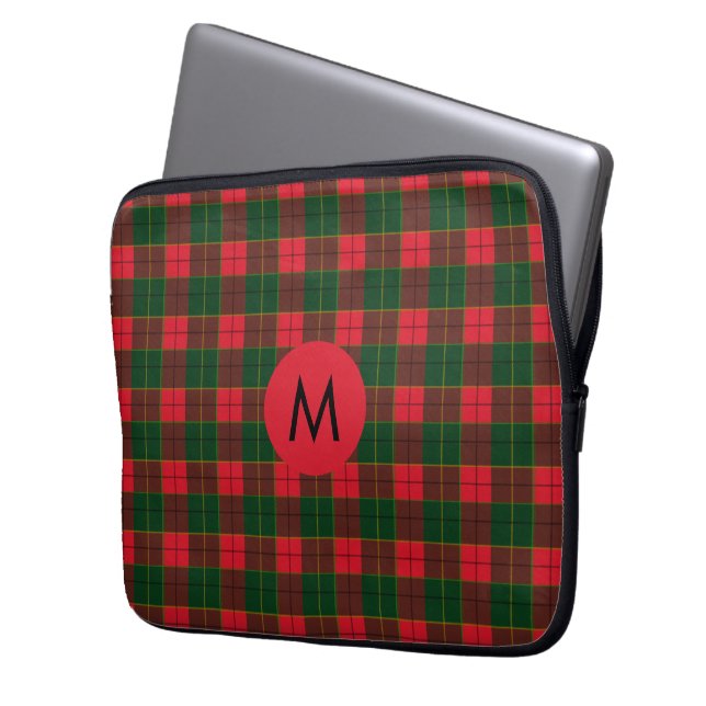 Monogram Winter Holiday Tartan pattern Scottish Laptopschutzhülle (Vorderseite Links)