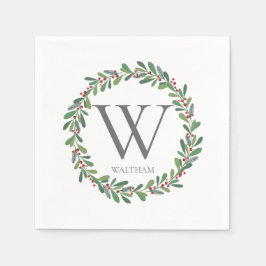 Monogram Winter Sprils Weihnachtscocktail Napkin Serviette