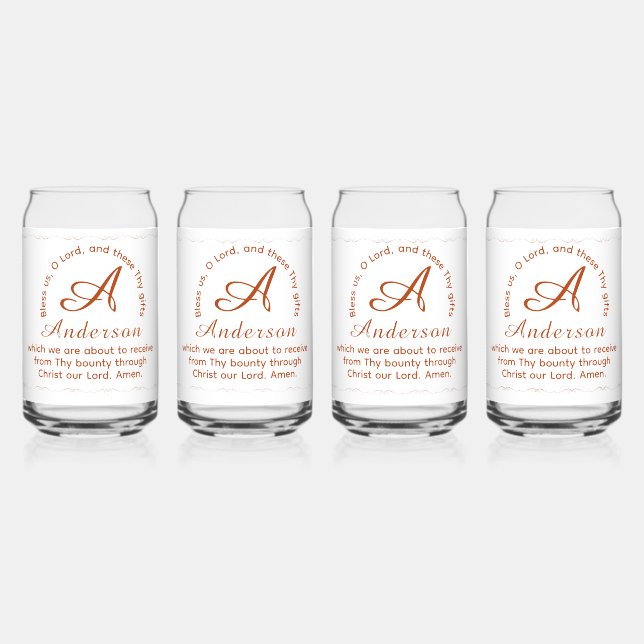 Monogram with Name Catholic Blessing Drinkware Set Dosenglas (Vorderseite)