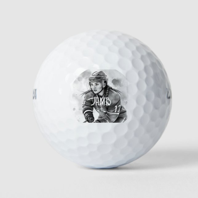 Monogram Women's Hockey Player Sport Golfball (Vorderseite)