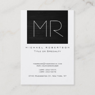 Monogram Wood Effect Striping White Business Card Visitenkarte