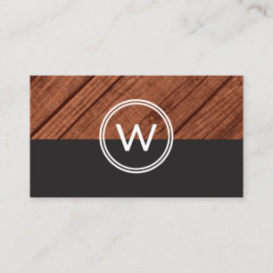Monogram Wood Grain Two Tone Visitenkarte