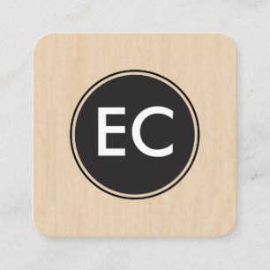 Monogram Wood Quadratische Visitenkarte