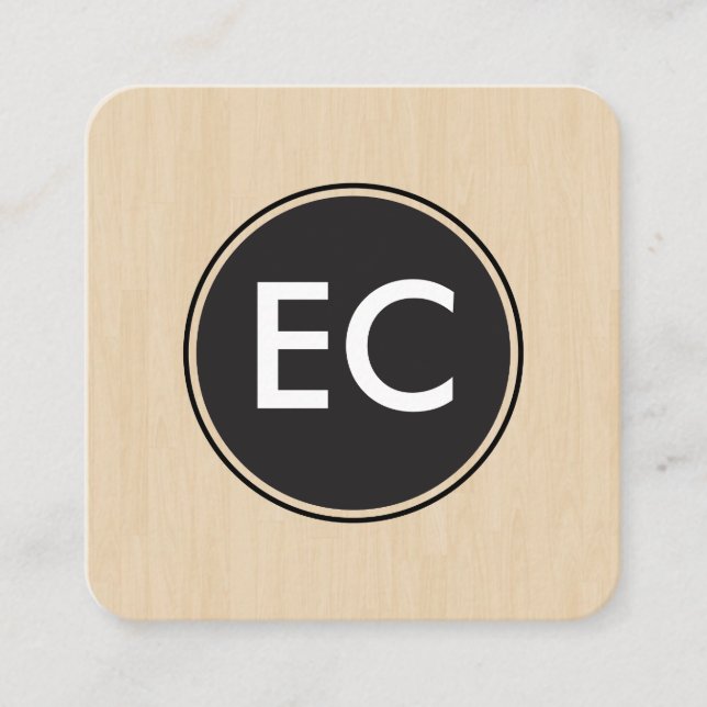 Monogram Wood Quadratische Visitenkarte (Vorderseite)