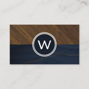 Monogram Wood Two Tone Business Card Visitenkarte