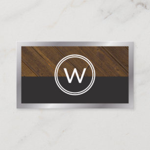 Monogram Wood Two Tone   Metallgrenze Visitenkarte