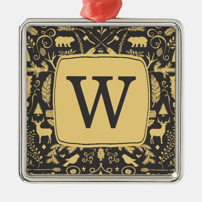 Monogram Woodland Holiday Ornament (Vorne)