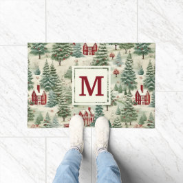 Monogram Woodland Rustikales Land Weihnachten Nied Fußmatte