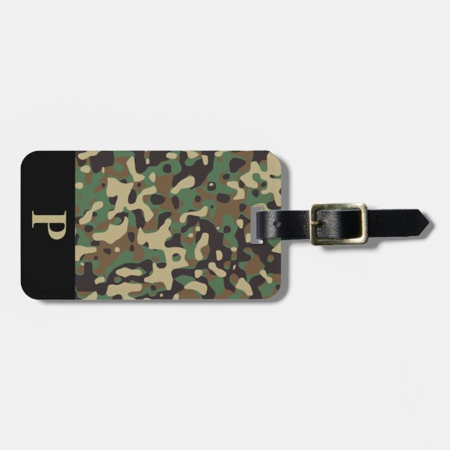 Monogram Woodland Tan Green Camouflage Camouflage  Gepäckanhänger (Vorderseite horizontal)