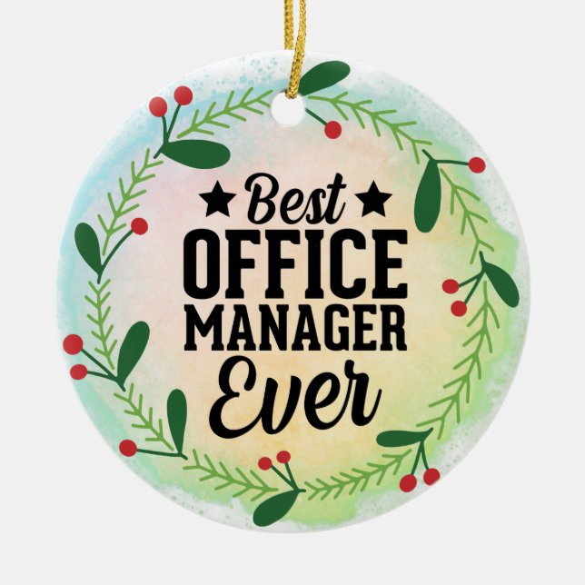 Monogram World's Best Office Manager Keramik Ornament (Vorne)