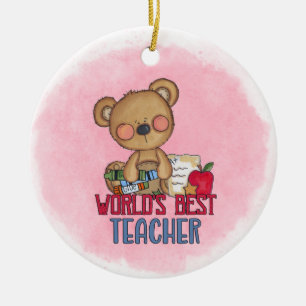 Monogram World's Best Teacher Keramik Ornament